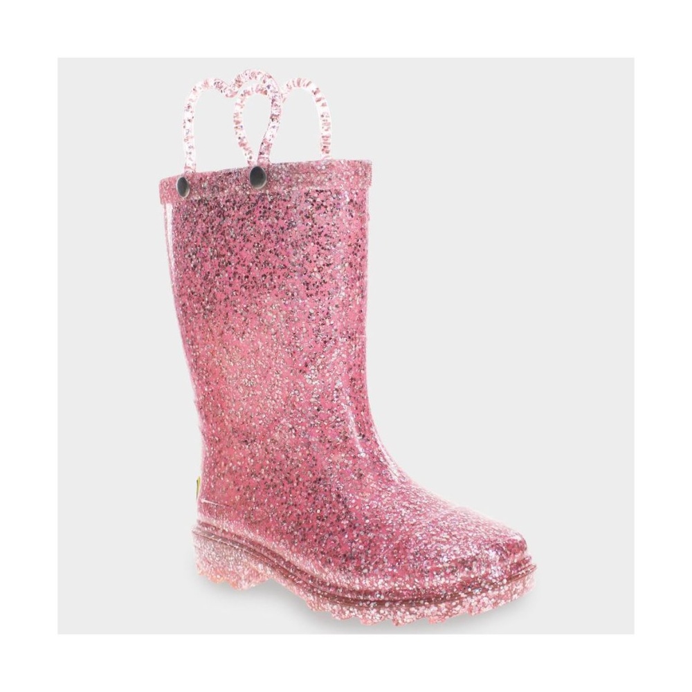 Western Chief Toddler Girls' Abby Shimmer Glitter Rain Boots - Pink - 5T - NWT